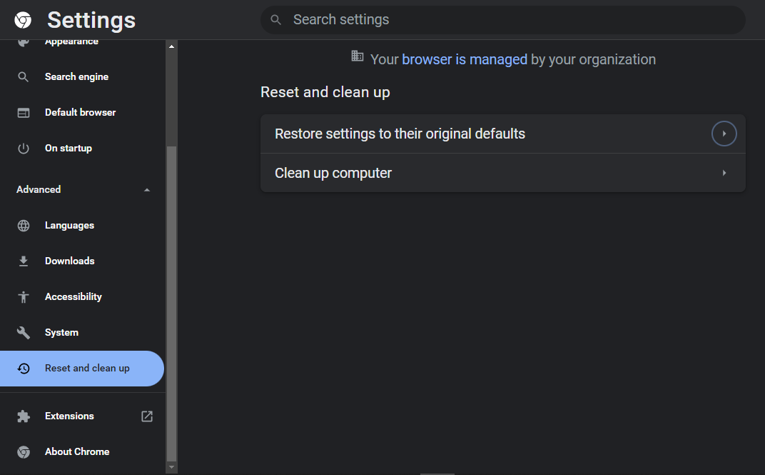 Return Google Chrome to default settings