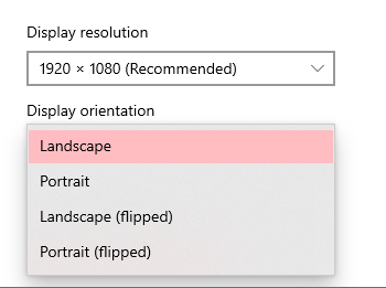 How to rotate screen on Windows 10 via Settings?