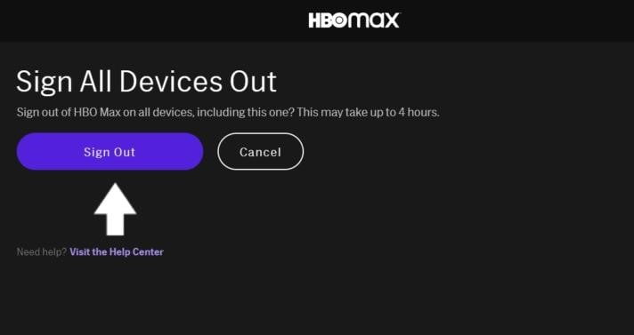 Re-login into your HBO Max account