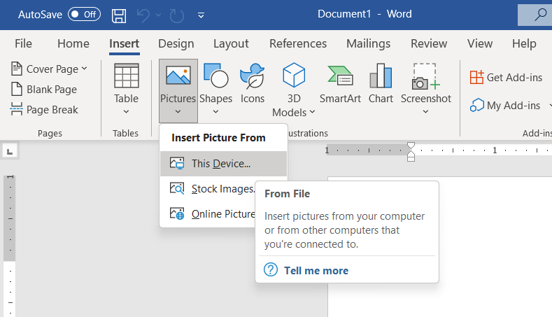 Click on the Pictures submenu. This action brings up two or three options for where your picture might be located.