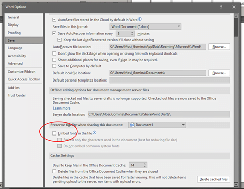 Here is how to turn off font embedding