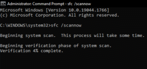 Type the code sfc /scannow into the command line and tap Enter