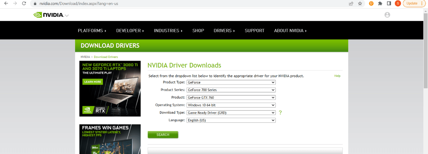 Download the driver from you card’s manufacturer’s website