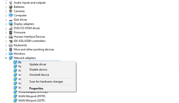 Follow these steps to update the network driver