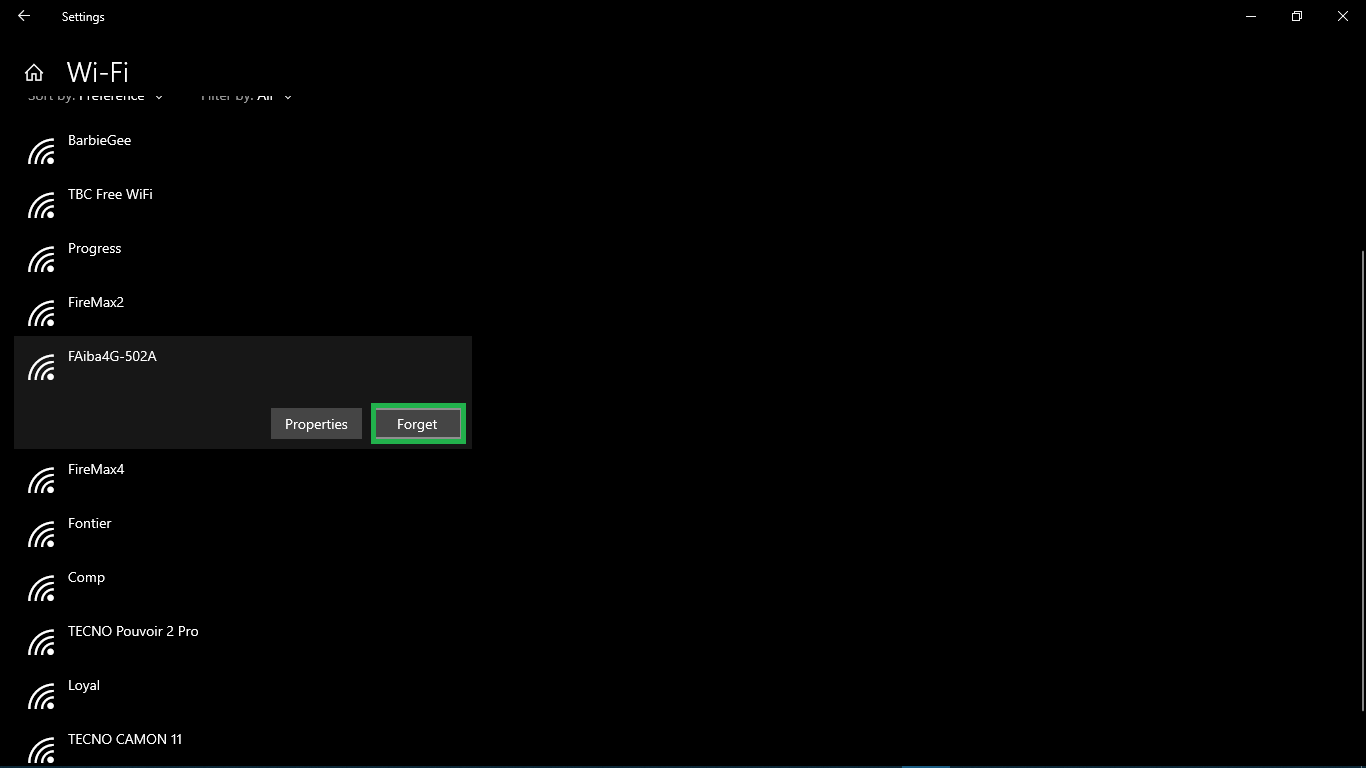 Remove the problematic network that you need to delete