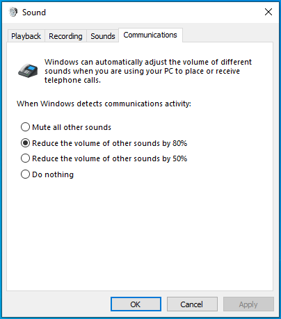 Click the Communications tab.