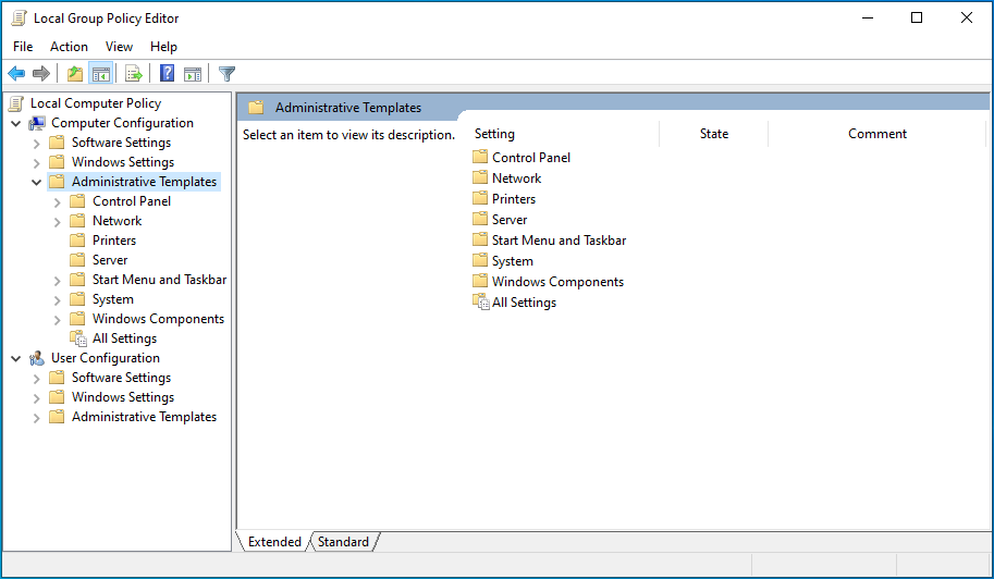 Choose Administrative Templates.