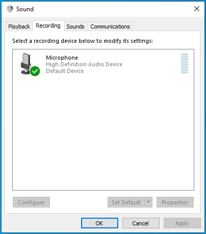 Navigate to the Recording tab.