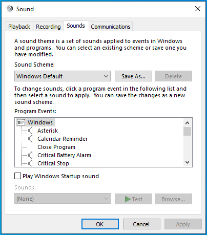 The Sound Control window will show up.