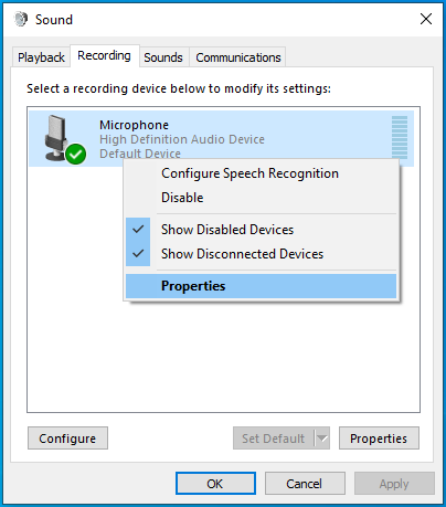 Go to the Recording tab.