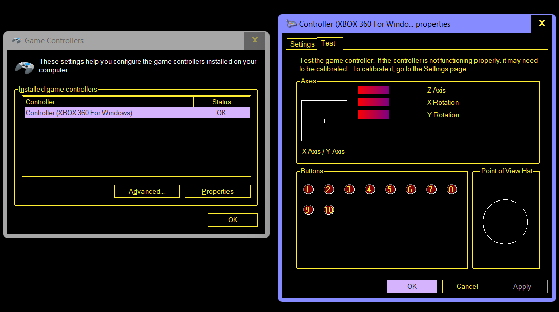 Use the <em>Test</em> tab to confirm that your gamepad is functional