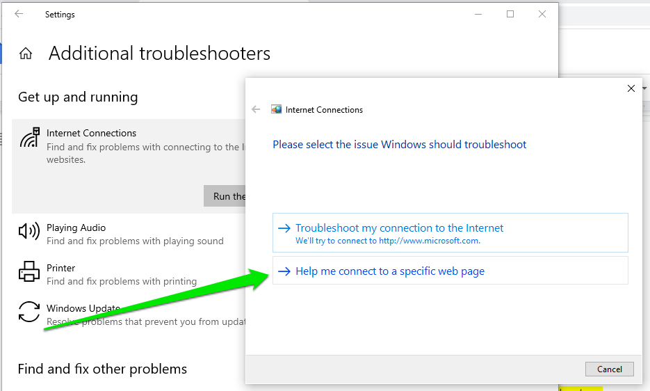 Enter the address of the website that you can’t connect to
