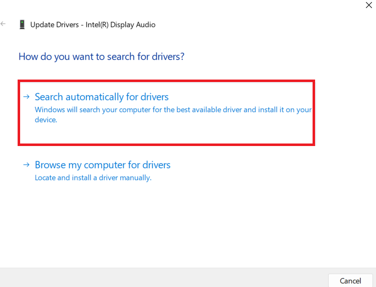 Search automatically for drivers