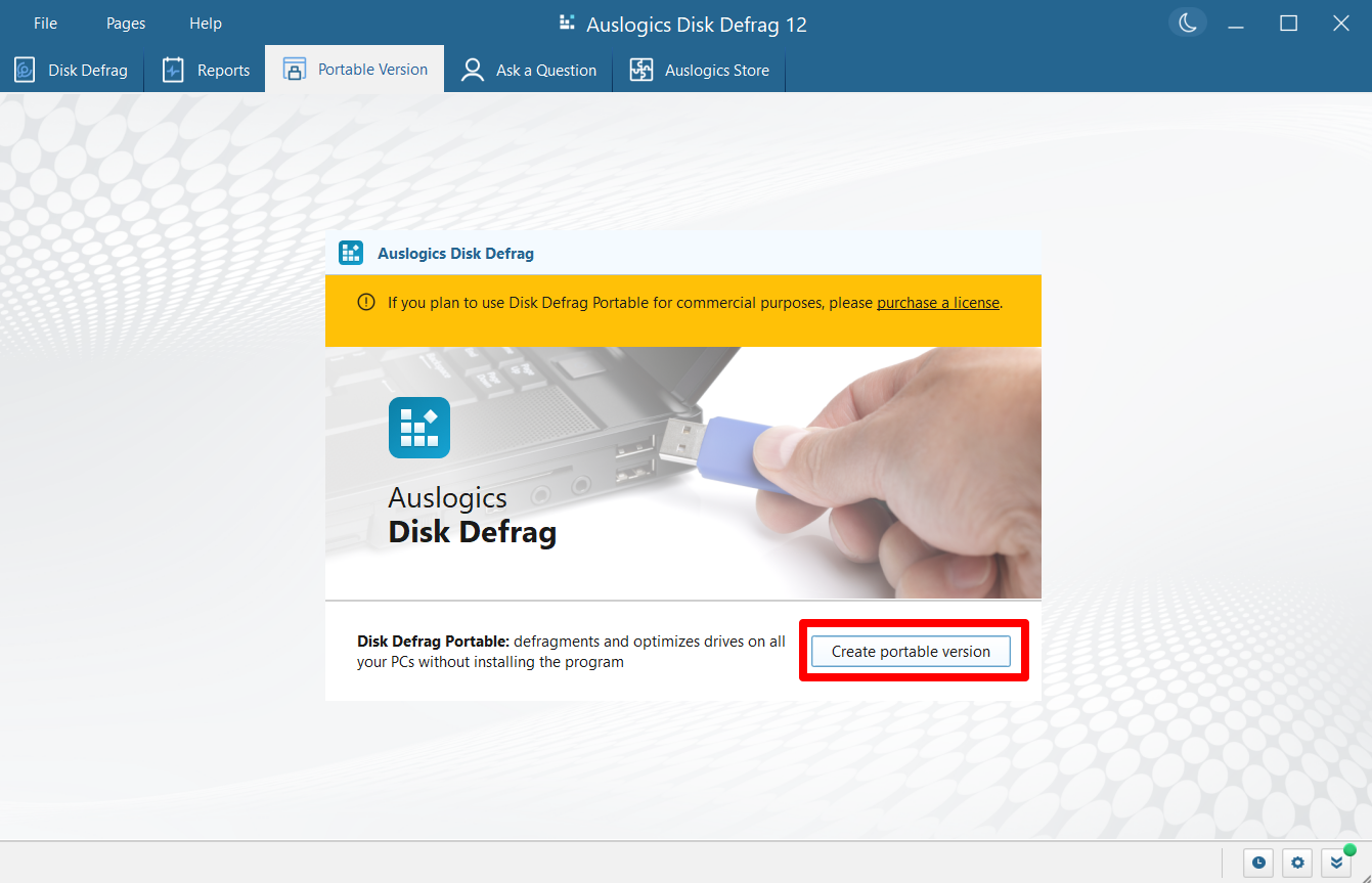 Go to the Portable Version page and click the Create portable version button