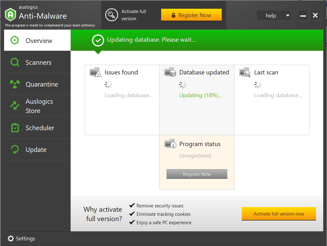Once the app launches, it will quickly update the malware database to ensure that the latest threats are caught
