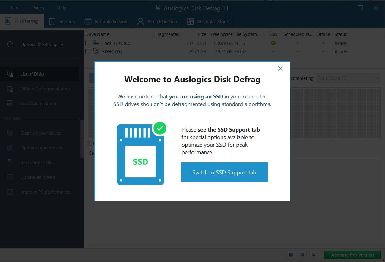 auslogics disk defrag older versions