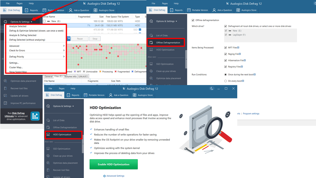 Clicking the Options & Settings menu in the left pane shows a host of other options
