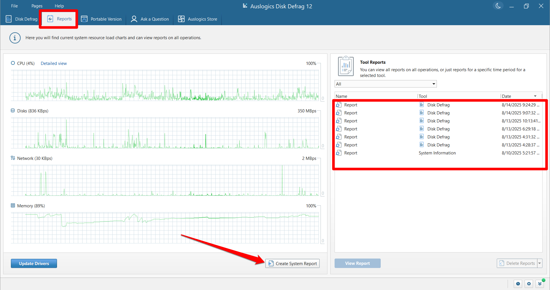  click the Create System Report button to see a detailed breakdown of your computer’s specifications