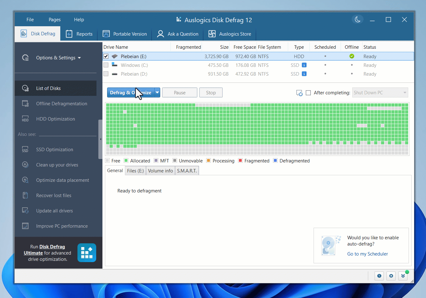 Click the Algorithm in the left pane of the Settings page