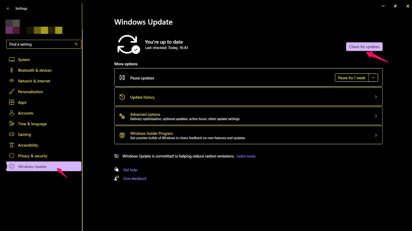 Windows Update Check for updates