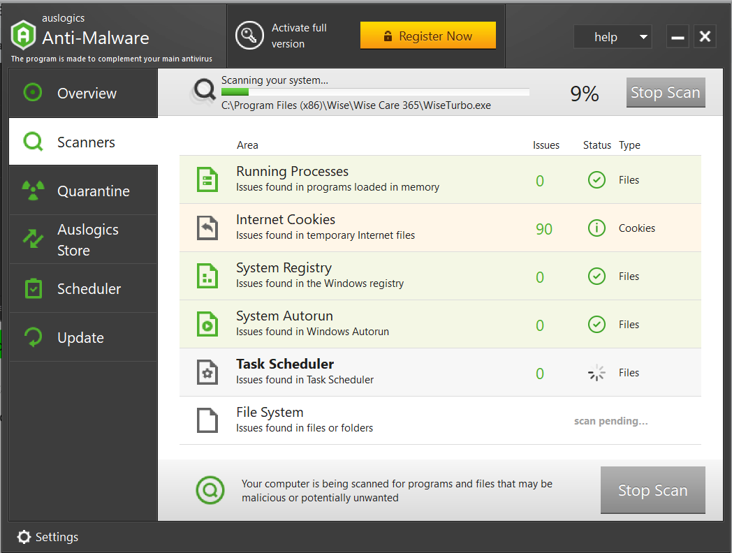 Once you start the scan, Anti-Malware’s advanced engine effectively detects issues wherever they may be hiding in your PC