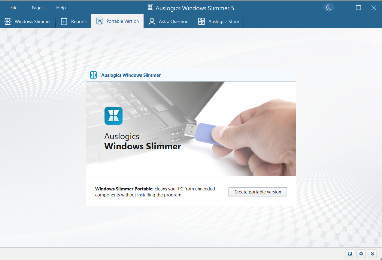 Windows Slimmer provides a portable version that you can store on a USB drive and run on any PC without having to install the app