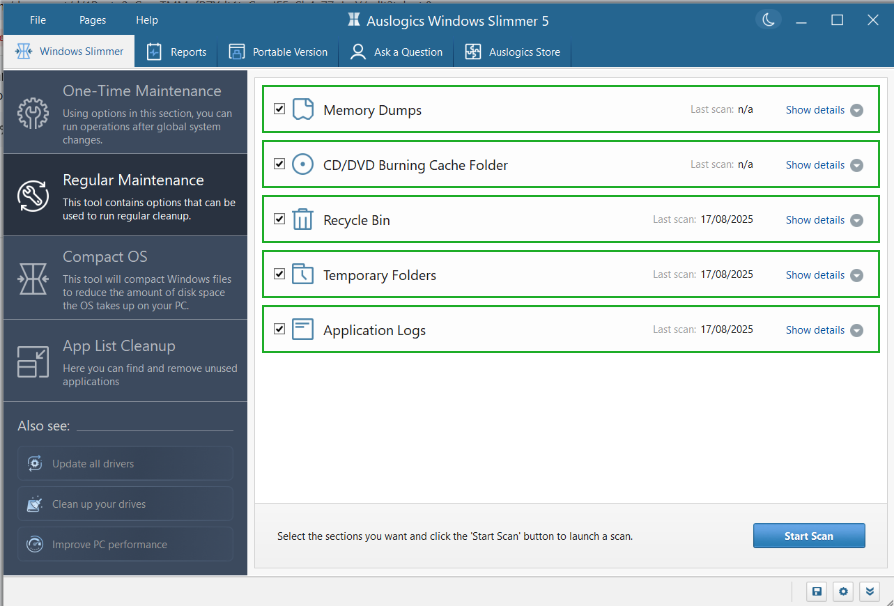 This cleanup option removes frequently created junk files