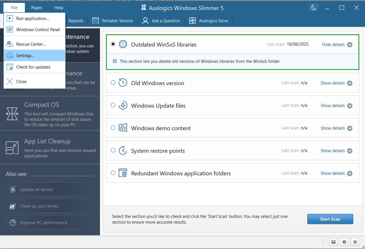 Head over to the File tab in the top-left corner and click on Settings to configure the app
