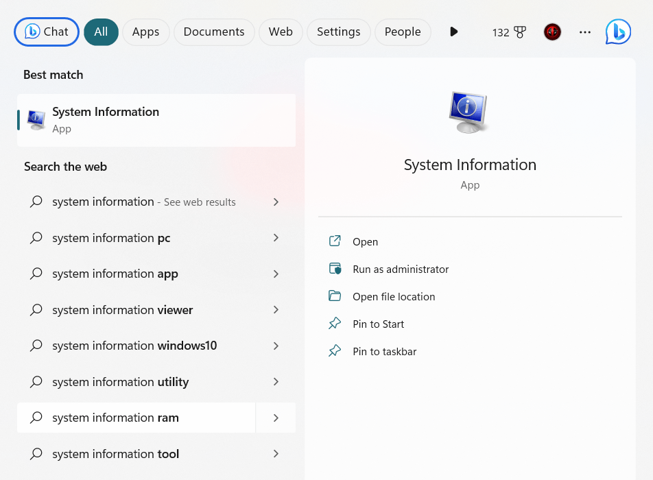 system information Windows 10