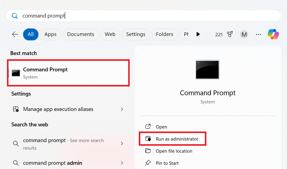 Command Prompt admin