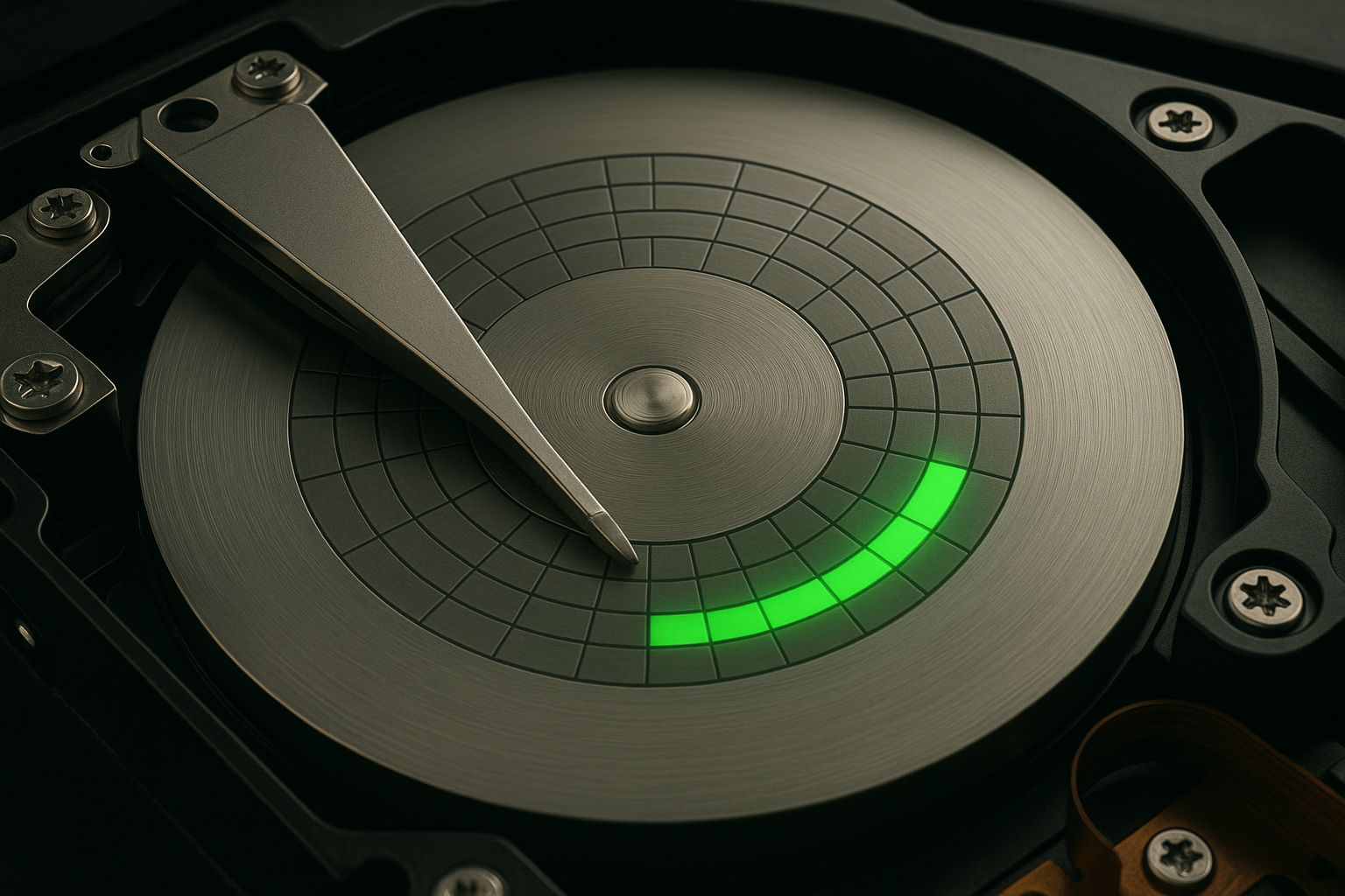 Within every hard disk drive, there is at least one read/write head (attached to a mechanical arm) and a spinning disk