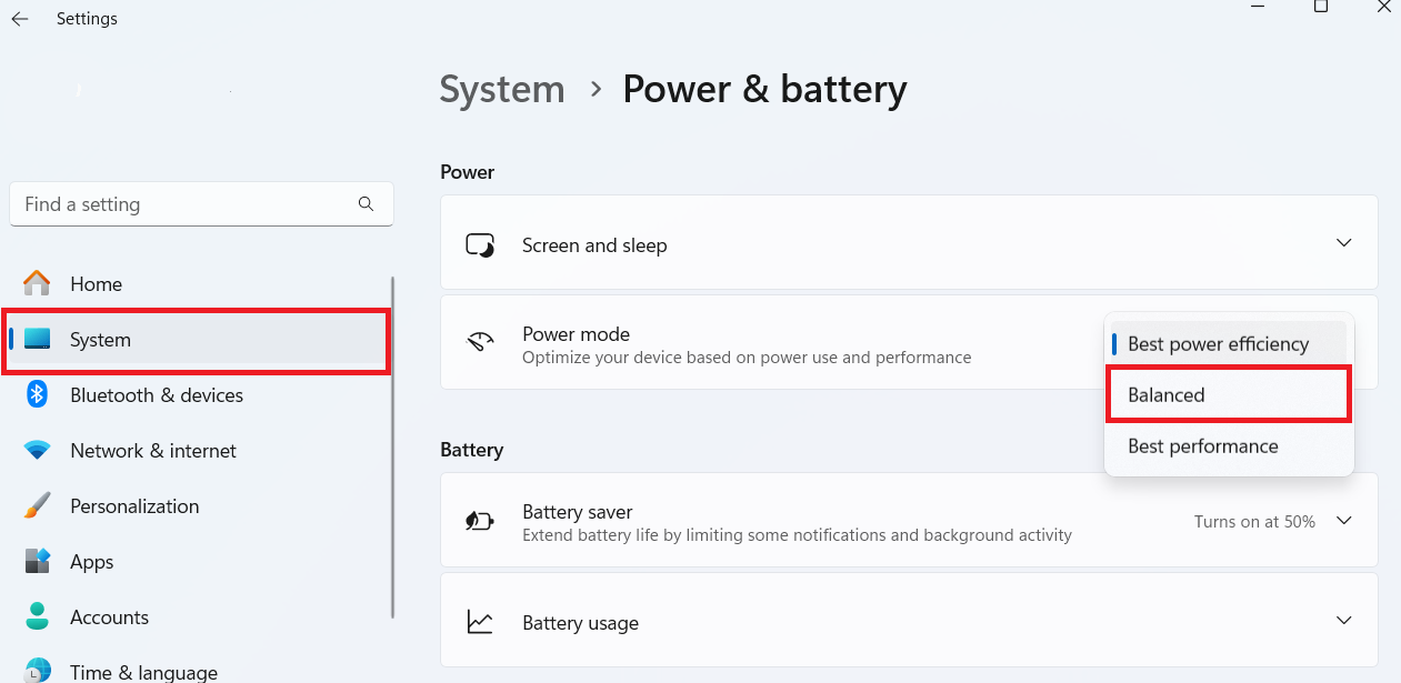 Open the Settings window and type battery saver