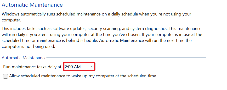 Click on the default time and select a convenient time from the list displayed