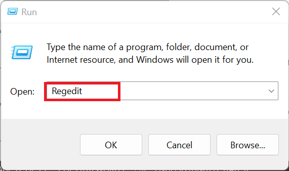 Type Regedit in the Run box that opens
