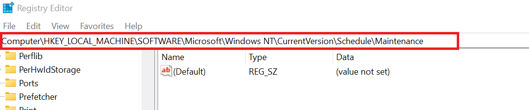 ComputerHKEY_LOCAL_MACHINESOFTWAREMicrosoftWindows NTCurrentVersionScheduleMaintenance