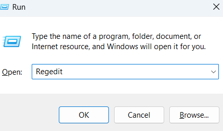 Type in Regedit