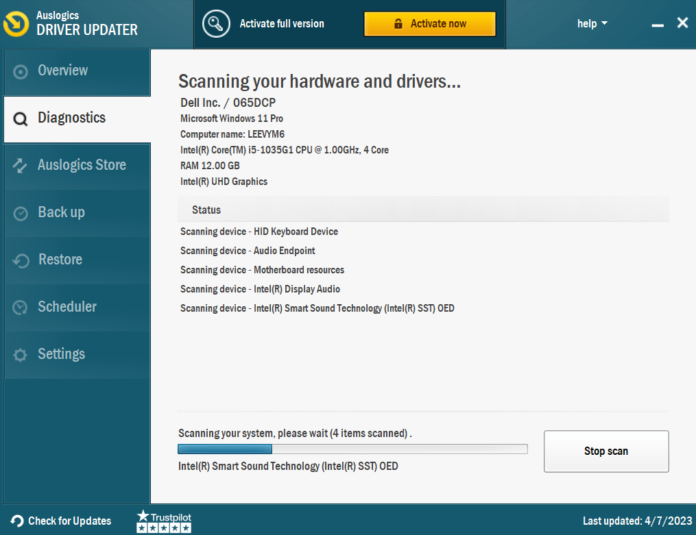 After clicking <em>Finish,</em> the program will automatically scan your PC for drivers needing updating