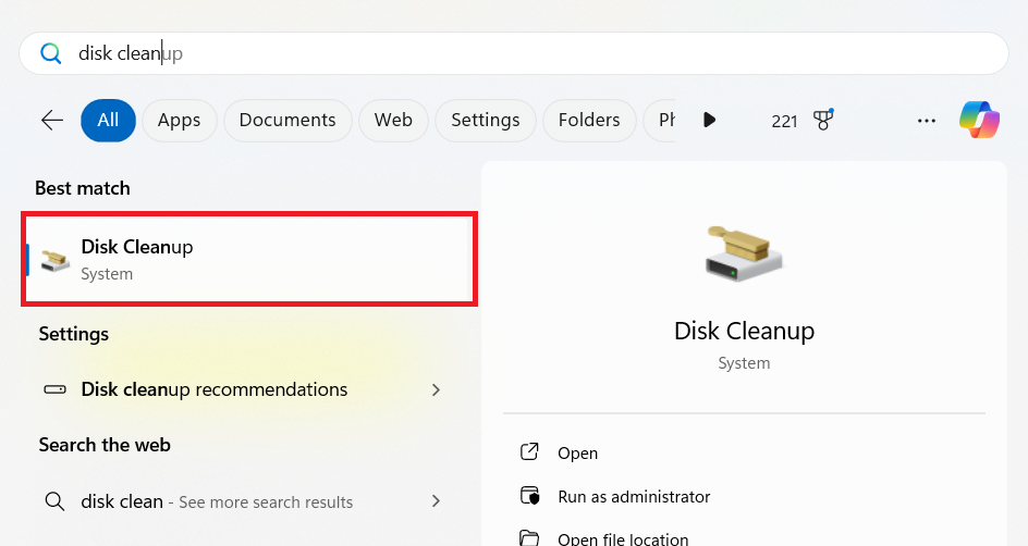 Select Disk Cleanup