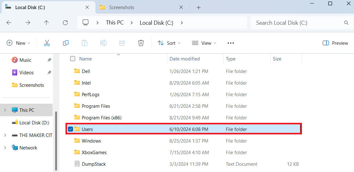 Open the Users folder