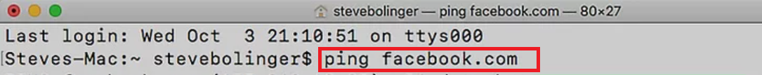 Type the command ping facebook.com and press Enter
