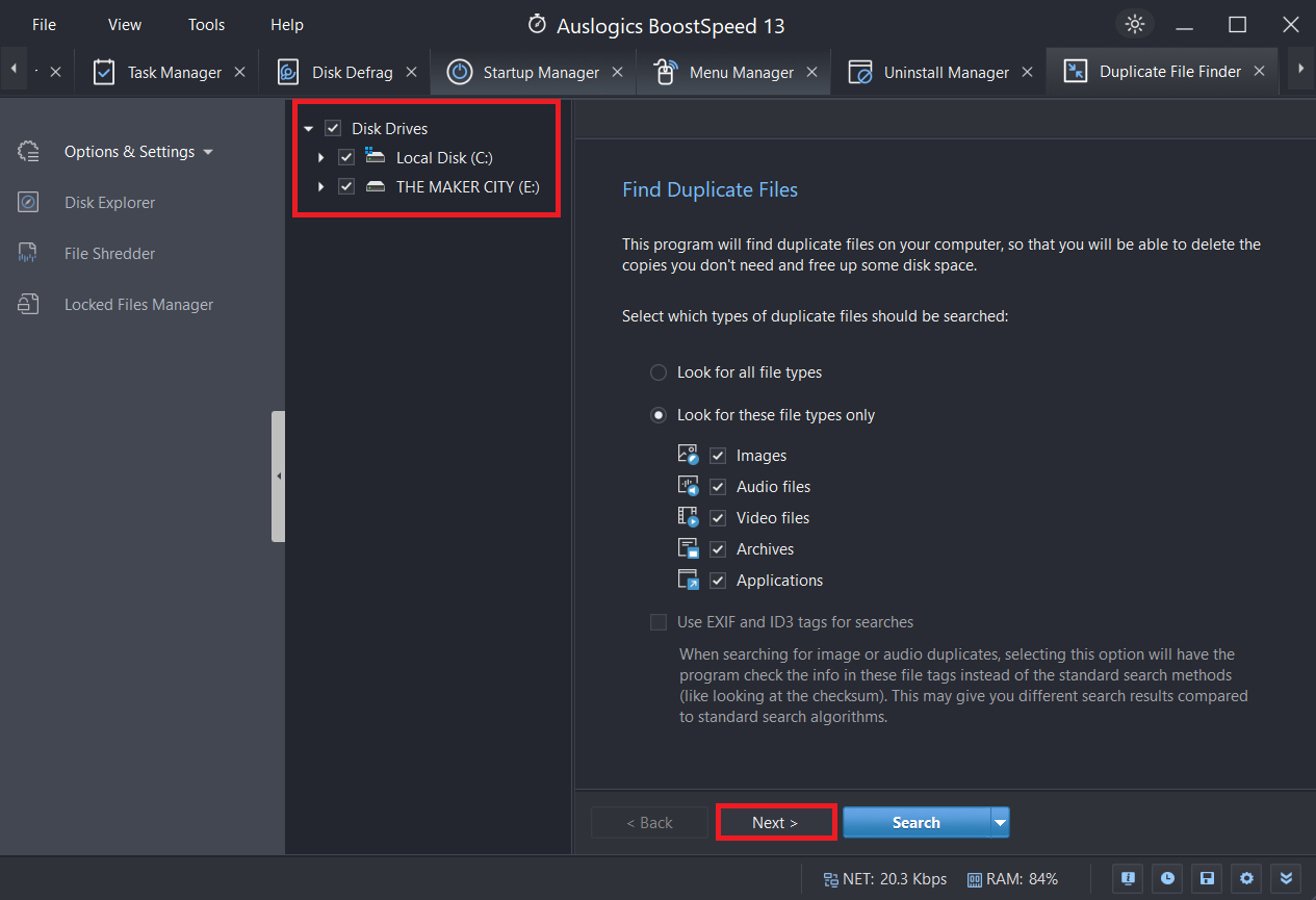Auslogics Duplicate File Finder find duplicate files