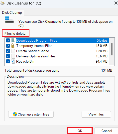 Files to delete