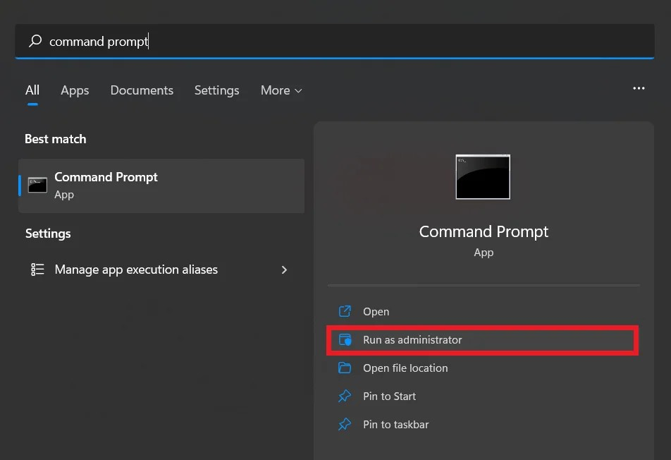 Run Command Prompt as administrator