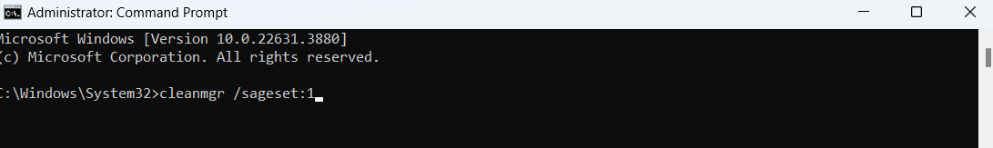 Enter cleanmgr /sageset:1