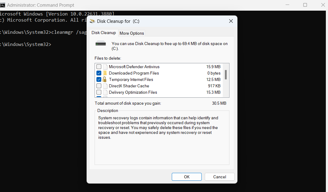Click on Windows Update Cleanup