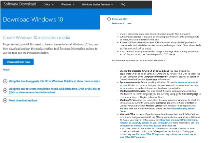 Create a bootable USB drive using the Windows 10 Media Creation Tool.