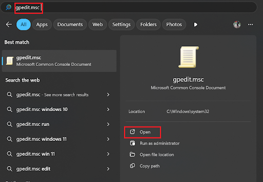 Open the Group Policy Editor