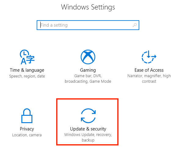 Select Update & Security