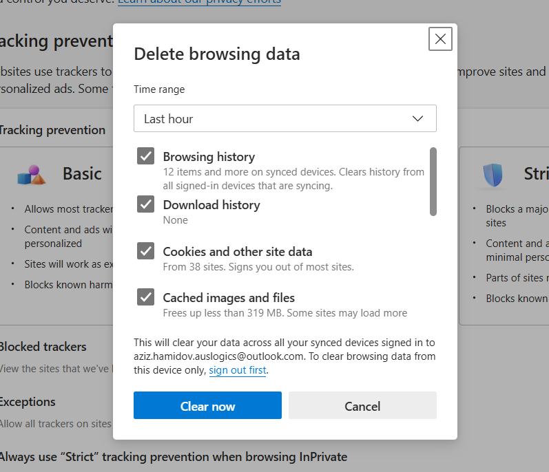To solve the problem, simply clear your cache files and cookies. Open your browser, press Ctrl + Shift + Delete simultaneously, and follow the prompts