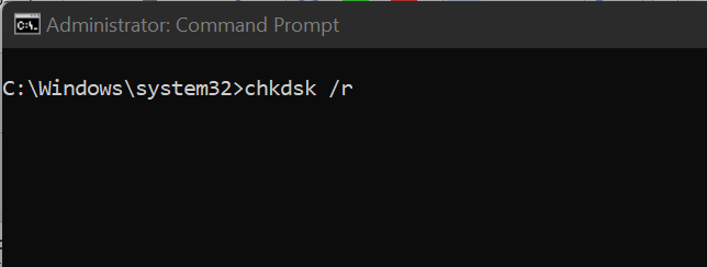 chkdsk /r looks for damaged parts of the drive and tries to save any readable data